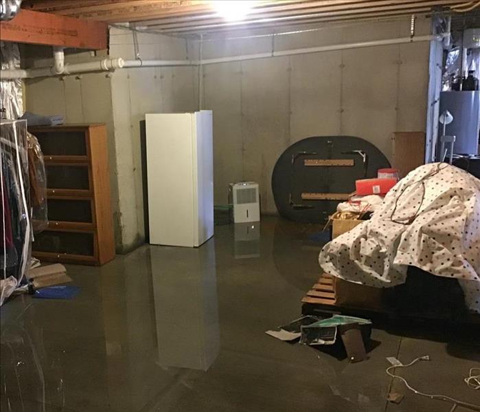 flooded basement, unfinished